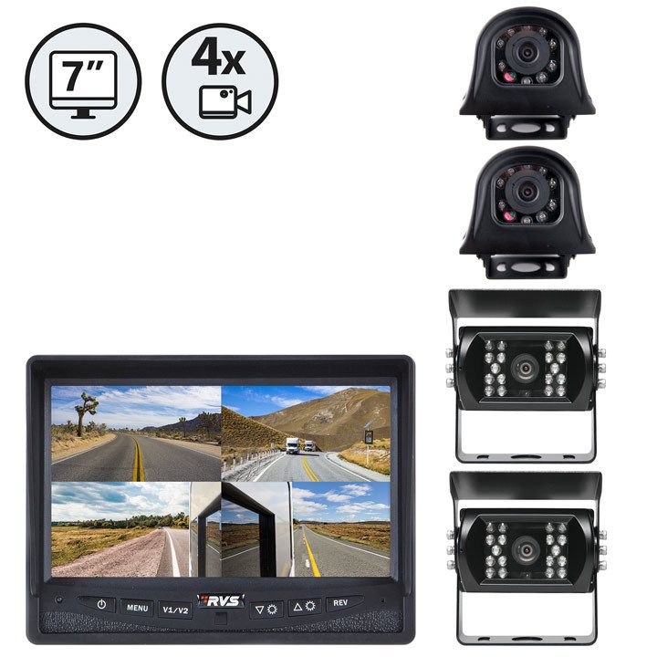 Rear View Safety FHD Backup Camera System with Quad View Monitor