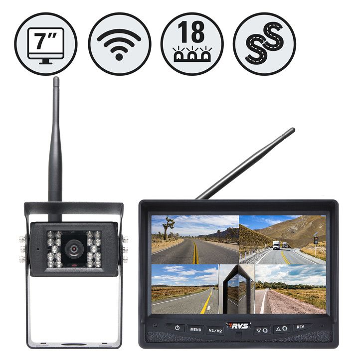Rear View Safety SIMPLESIGHT™ WIRELESS HD 4 CAMERA SYSTEM | 7" QUAD-view Monitor