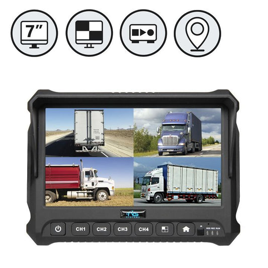Rear View Safety 7" Digital Quad View Color Monitor with Built-In DVR