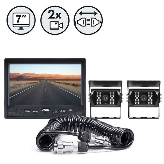 Rear View Safety Backup Camera System | Two Camera Setup with Trailer Tow Quick Connect Kit