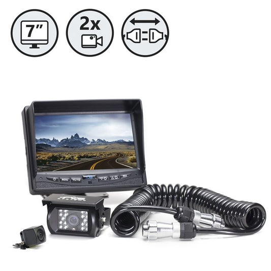 Rear View Safety Backup Camera System | Two Camera Setup (One Surface Mount, One 130°) with Trailer Tow Quick Connect Kit