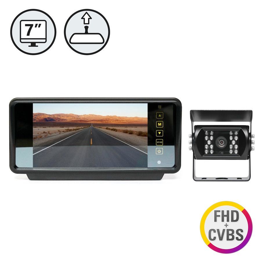 Rear View Safety FHD Flagship Backup Camera System with 7" Windshield Monitor