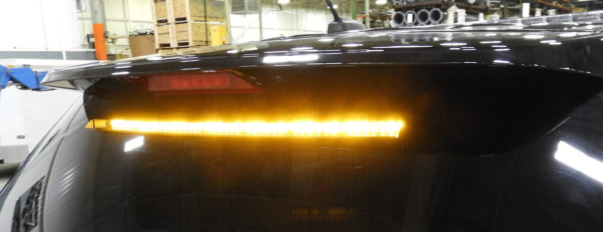 SpectraLux ILS Low-Profile Rear Hatch flashing amber on a Ford Police Interceptor Utility