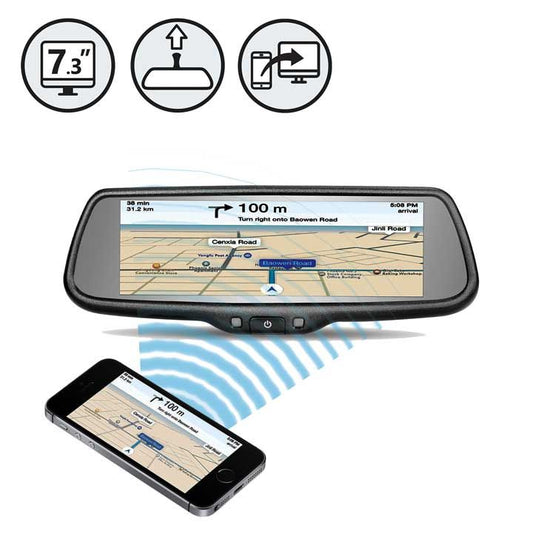 Rear View Safety G-SERIES Rear View Replacement Mirror Monitor with 7.3" MirrorLink Display
