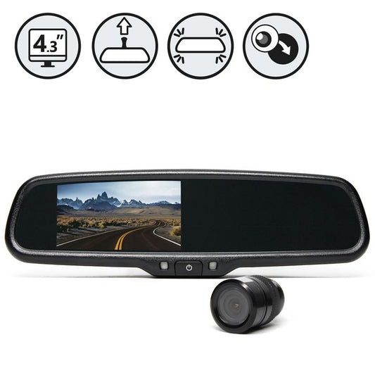 Rear View Safety Backup Camera System with Flush Mount Camera and Mirror Monitor